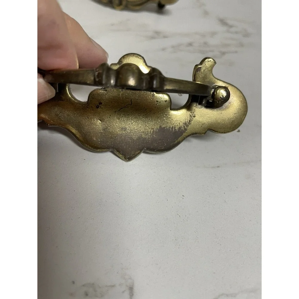 4 Bronze Chippendale Colonial Cabinet Bail Pulls Hardware & 2 Key Hole Decor Pcs